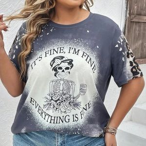 Gray, White & leopard skull blouse